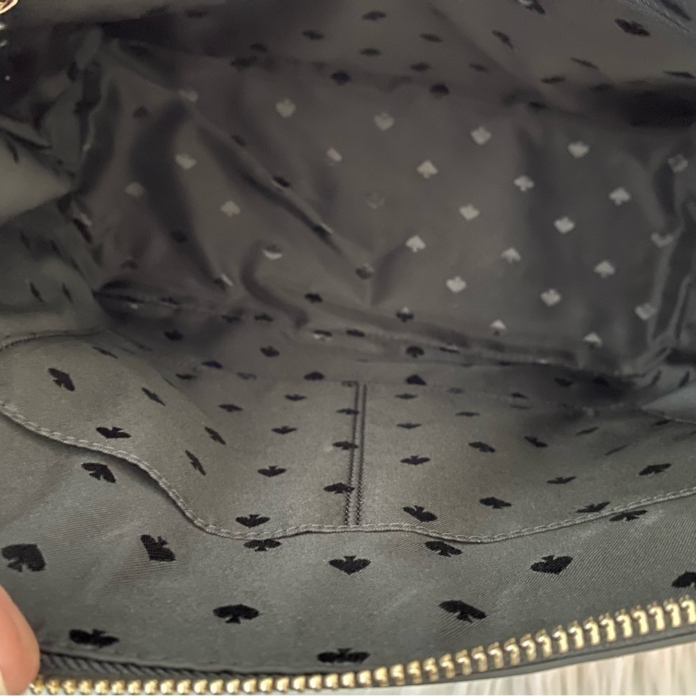 BNWT Kate Spade Black Embossed Leather Medium Dome Satchel w/ Crossbody Strap - Picture 7 of 9